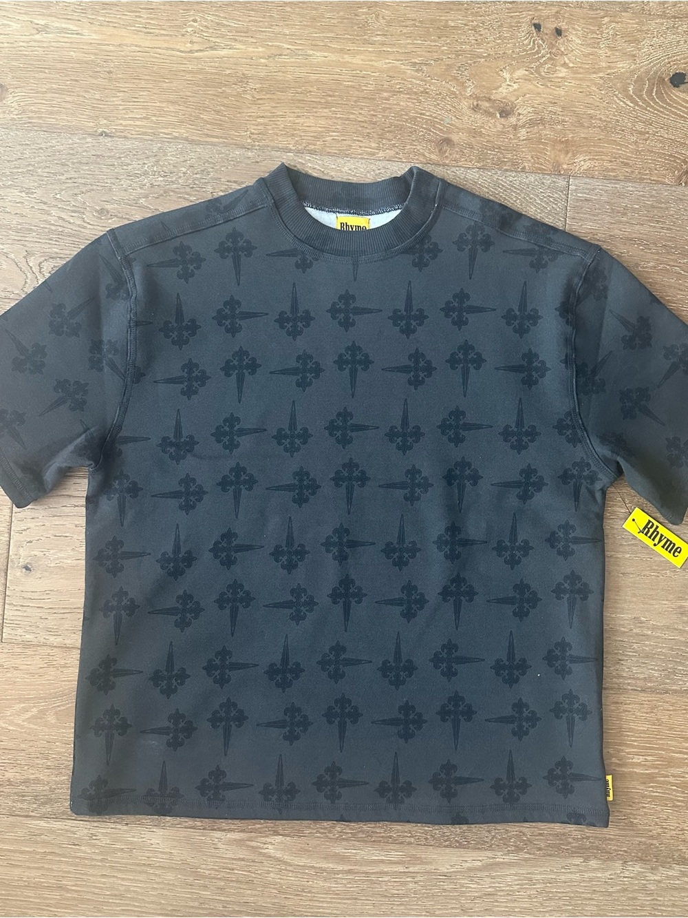 Rhyme Men's Premium Heavyweight Fleece Lined Short Sleeve Shirt Black Cross M